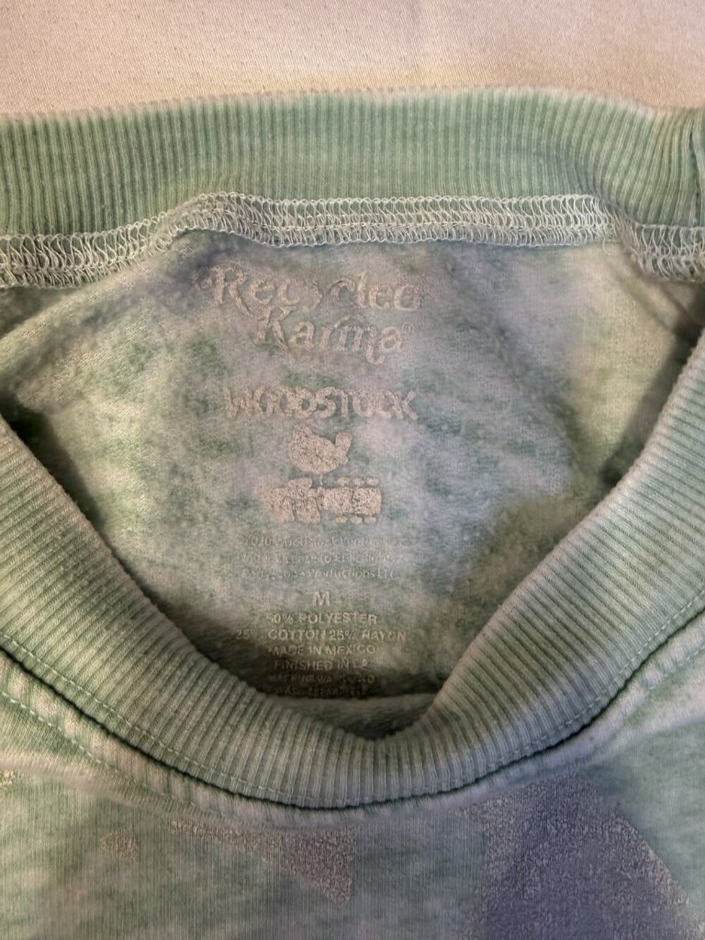 Recycled Karma Woodstock Acid Wash Sweatshirt Size M Vintage Graphic Pullover - Picture 3 of 5